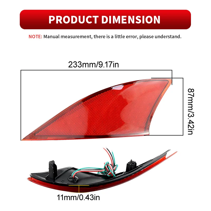 

LED Rear Bumper Reflector for Lexus IS250 IS300 IS350 IS200t 2014-2021 Smoke Lens Light 81910-53050 81920-53050 LED Brake lights