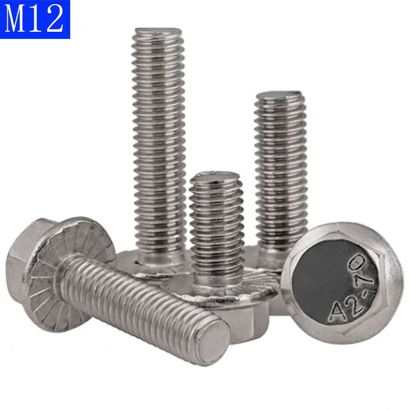 M12 - 1.75 304 stainless steel Flanged Hex Head Bolts Flange Hexagon screws A2-70