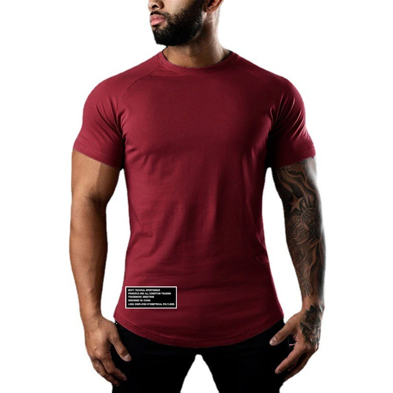 Summer Men Plain Running Joggers Short Sleeve Muscle Gym Workout Pumping Iron Bodybuilding Tshirt Male Fitness Tops Slim T-shirt