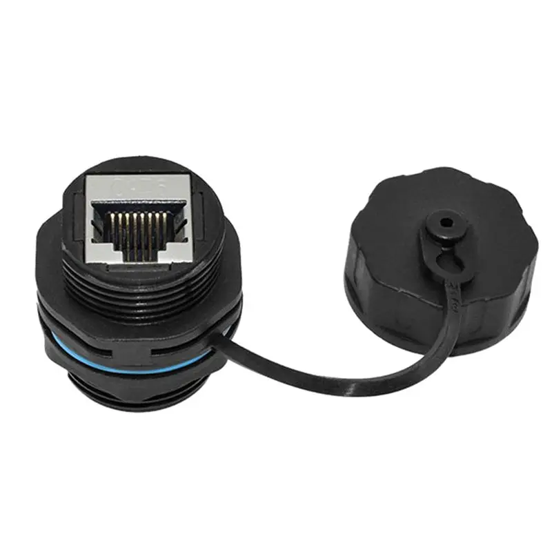 ABZC 25PCS Panel Mounting RJ45 Waterproof Connector Ethernet LAN Cable Double Head Adapter with Dust Cap IP68