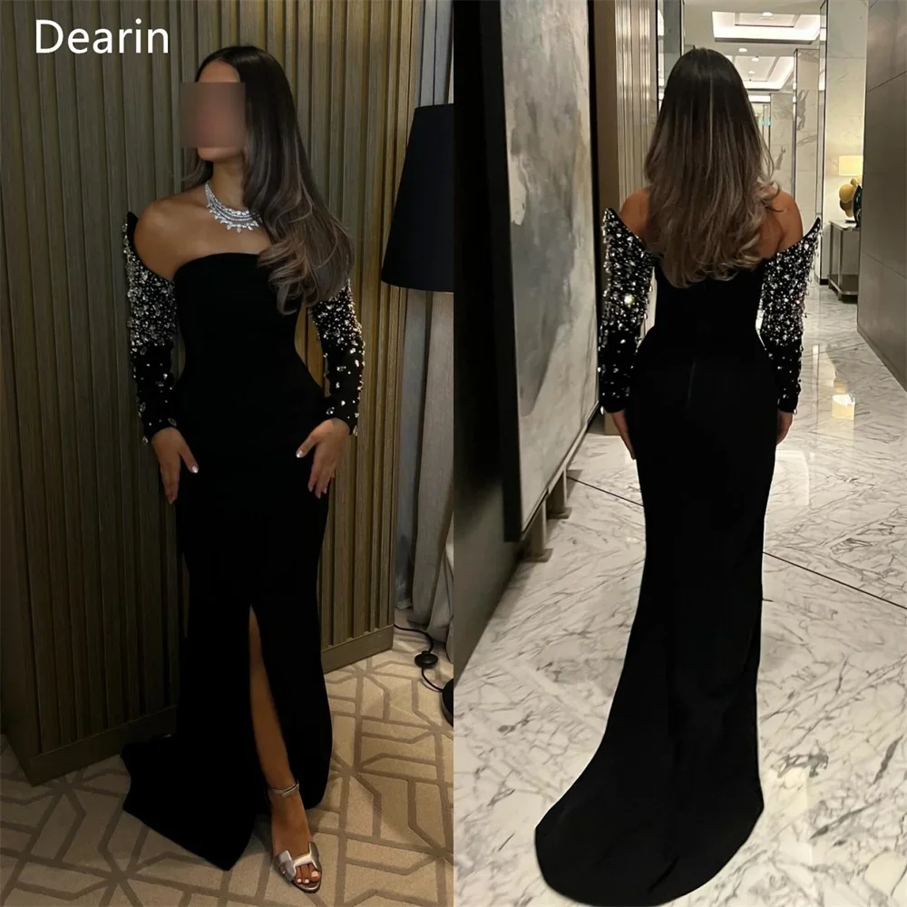 

Customized Saudi Arabia Dearin Off-the-shoulder Mermaid Floor Length Skirts Beading Bespoke Occasion Dresses Evening Gown Prom F