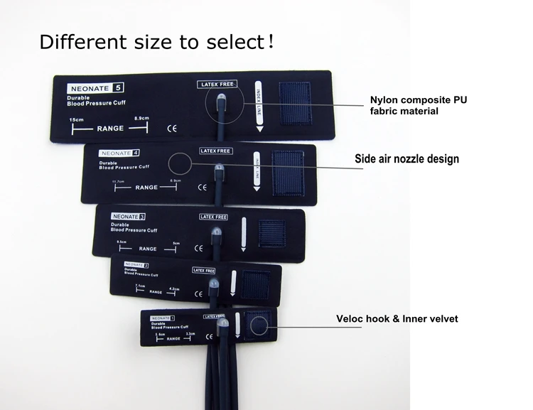 Reusable navy col neonate nibp cuff no.1 with connector LC-47