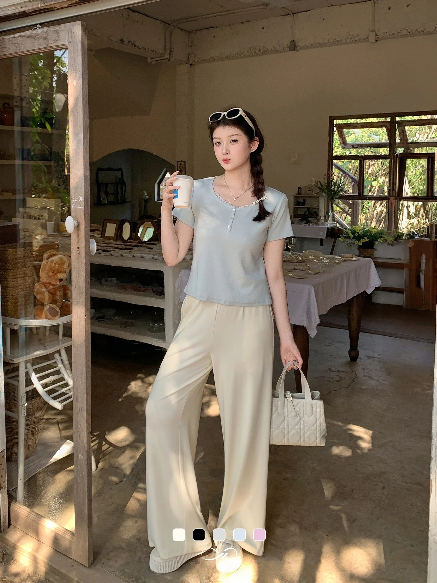 

Large Size Women's Cloud Pants Soft Dra Wide Leg Casual Sle Cotton Blend Spring Season Suitable for 25-29 Years Old Ladies
