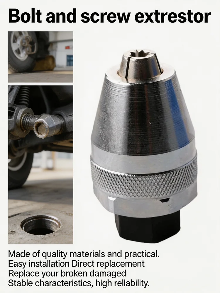 Car Bolt Extractor Collet 3/8 6-12mm Knurled Grip Broken Screw Nut Removal Tool Auto Parts Car Accessories 0.6*1.2cm