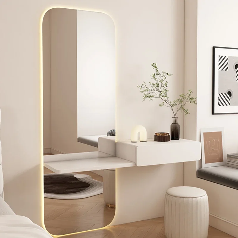 

Dresser Bedside Table Full Body Large Mirror Modern Minimalist Hanging Wall-Mounted Makeup Table Desk