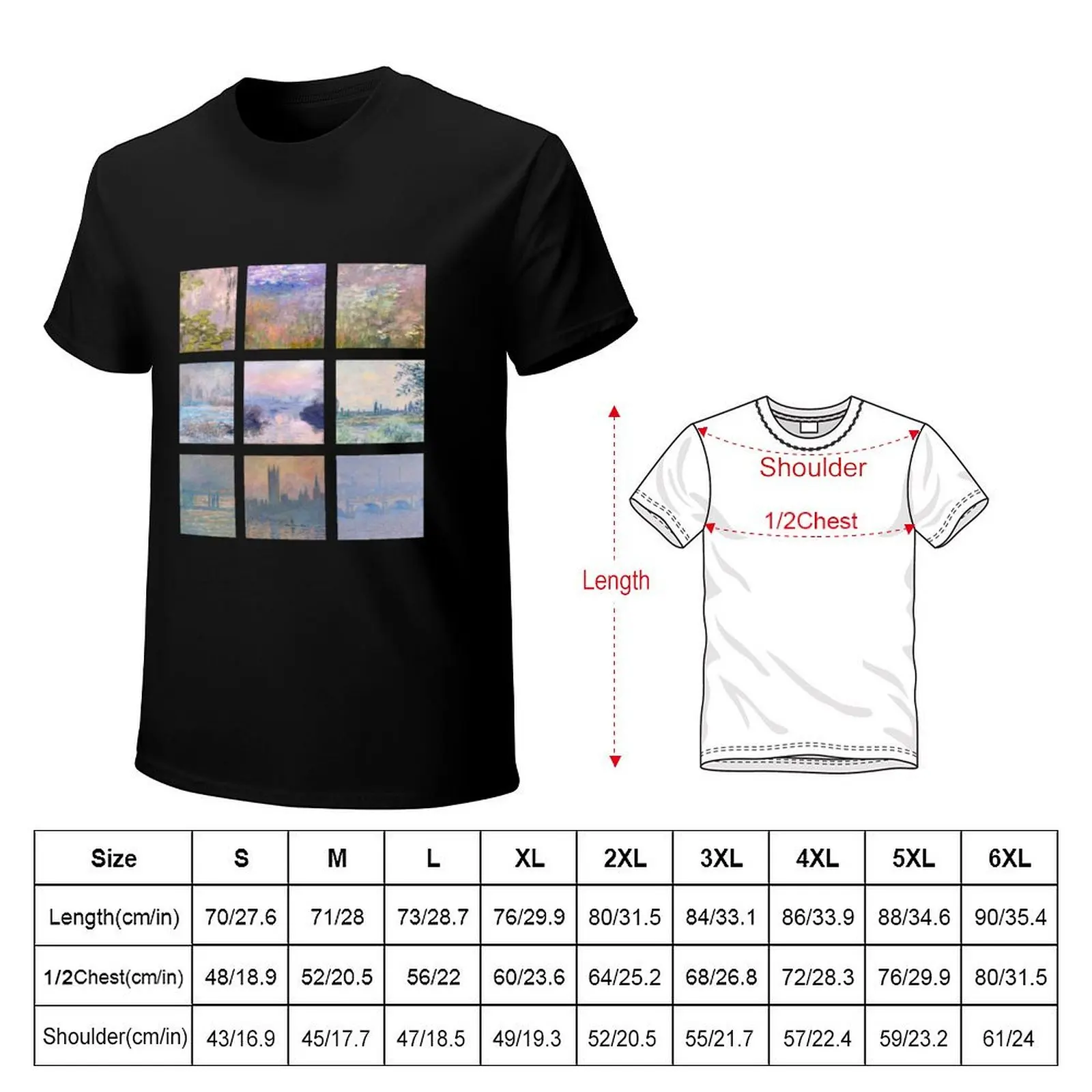soft monet collage T-Shirt Long Lasting Casual T-Shirt