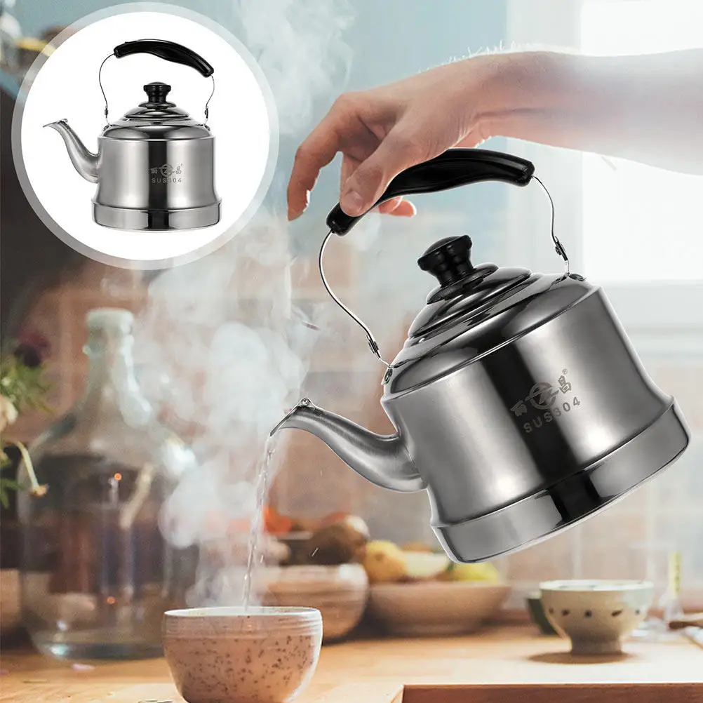 

Чайник-свисток из нержавеющей стали, 1 шт., портативный, с ручкой, для дома, безопасный, с защитой от ожогов, кухонный гаджет, подходит для газовых плит