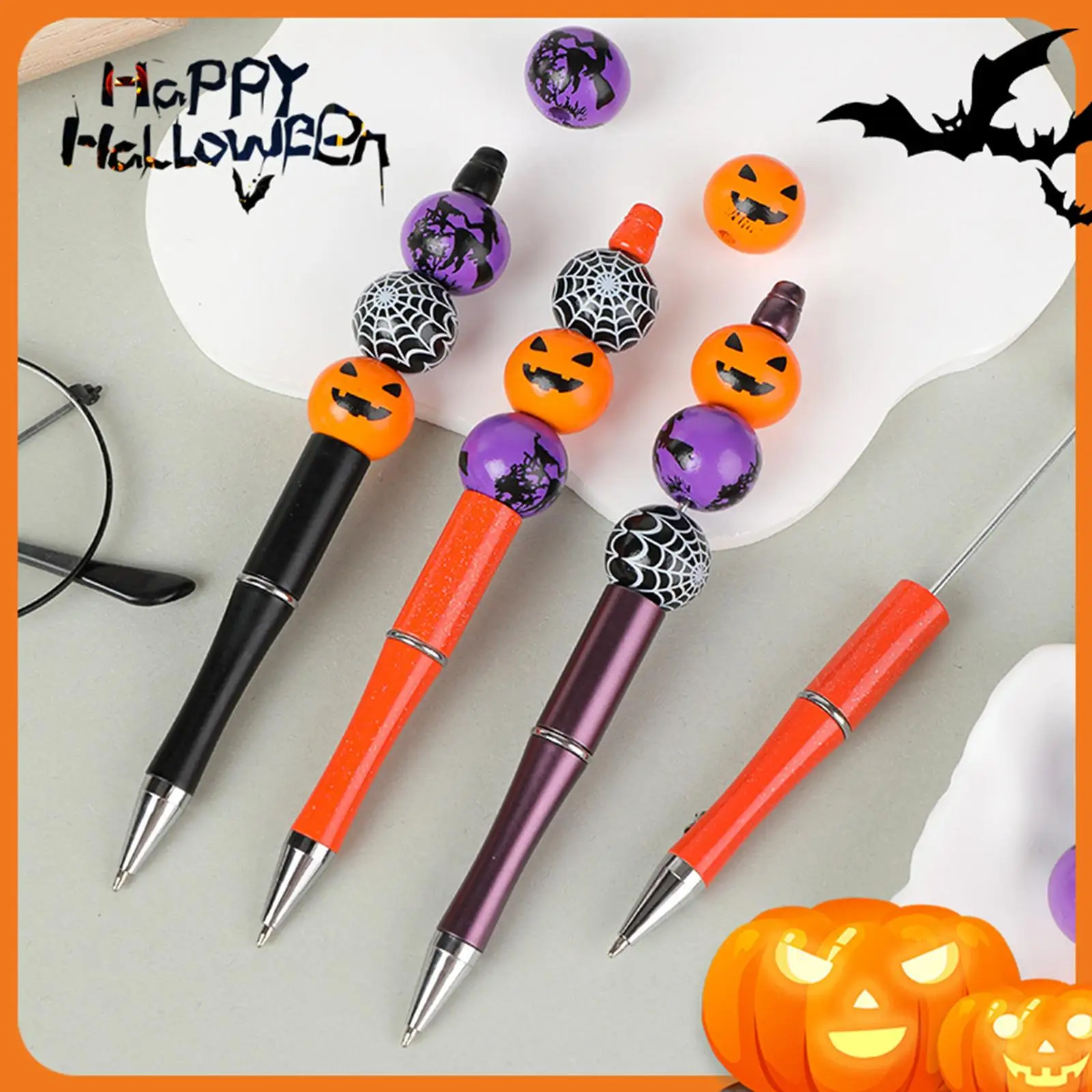 Halloween Ballpoint Pen Beadable Pen Office Supplies Convenient Hallowee Decoration Lightweight Easy to Use 0.5mm Writing Pen