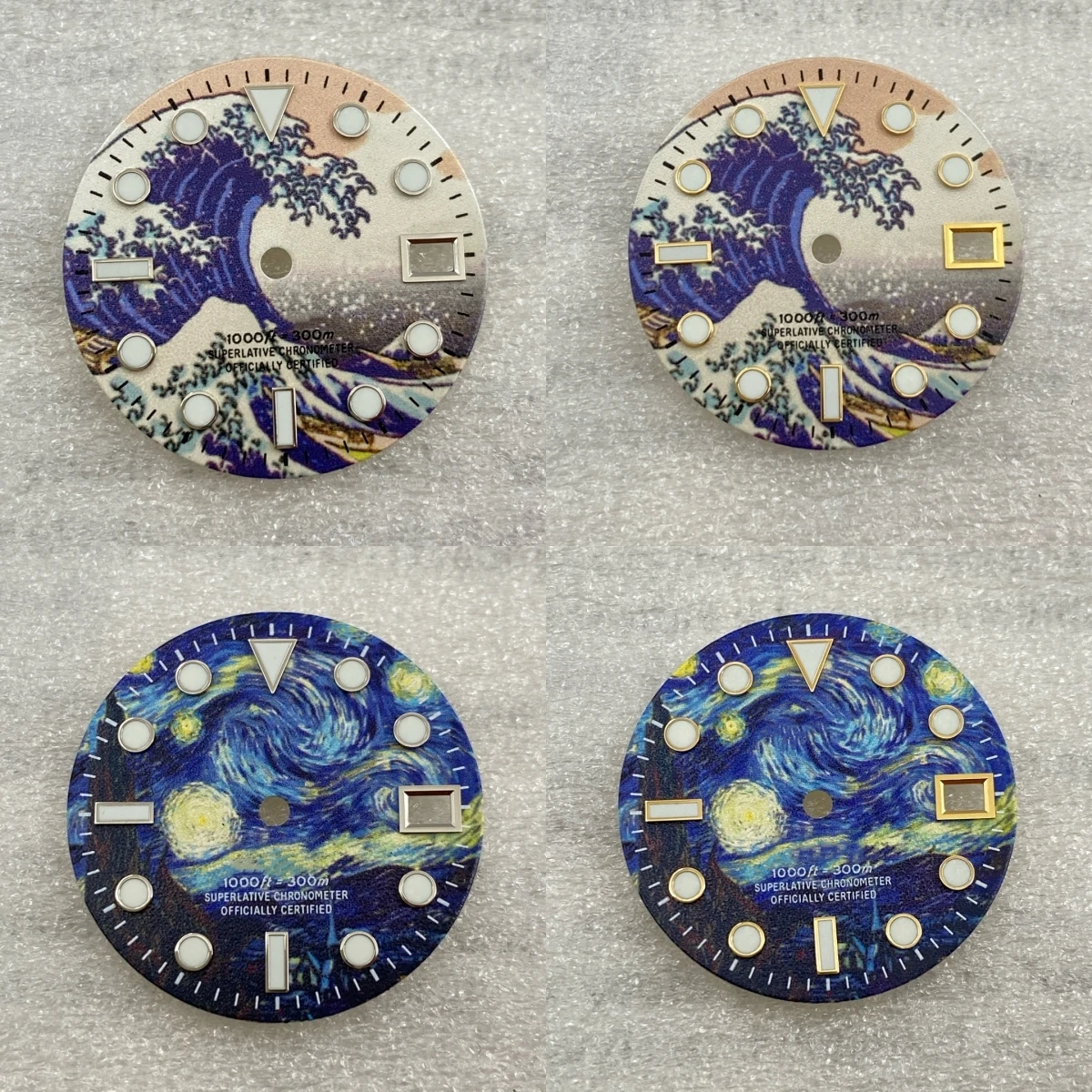 28.5mm Ukiyoe Great Wave Starry Sky Watch Dial Suitable for NH35/36 Automatic Movement Date Window Lume Modidied Accessorsies