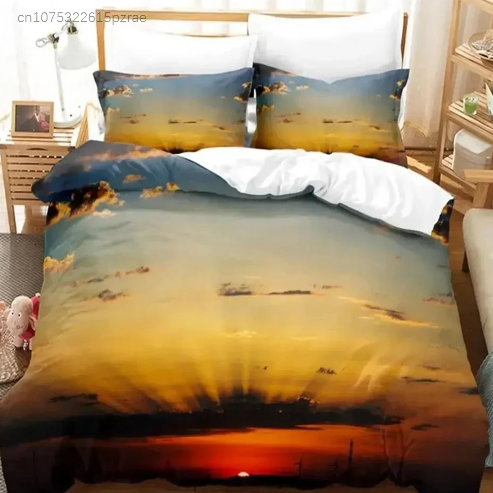 Sunset Bedding Set For Bedroom Soft Modern Bedspreads Comefortable Kids Duvet Cover Quilt Cover And Pillowcase