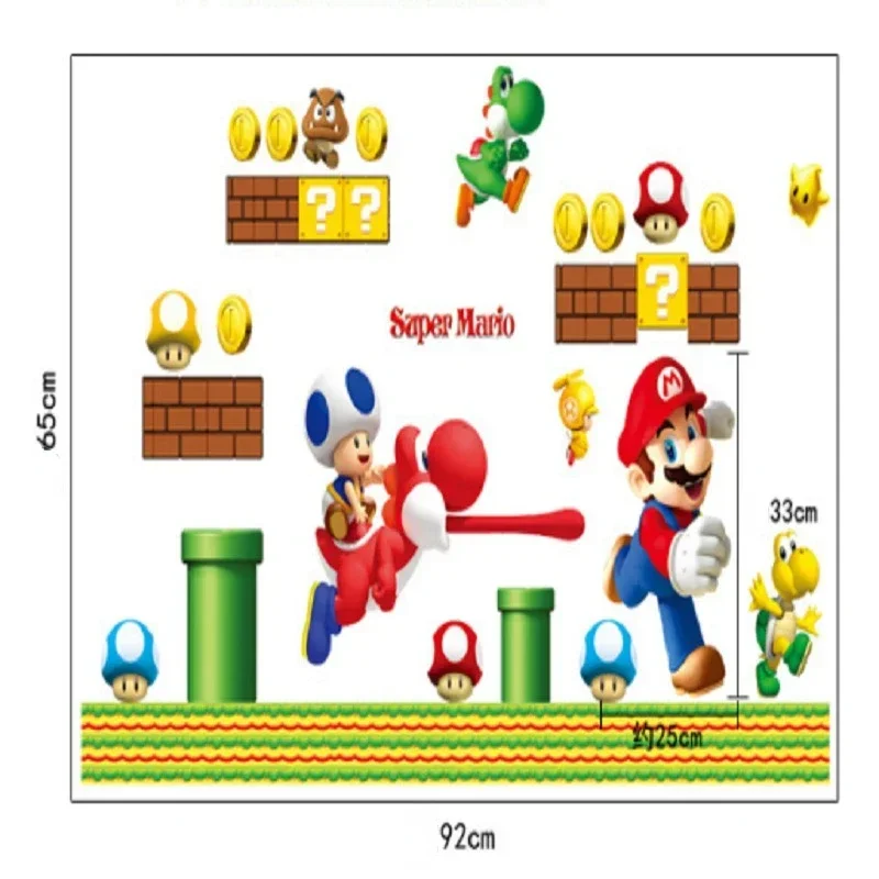 Super Mario Bros Wallpaper Anime Luigi Wall Stickers Children Bedroom 3D Background Mural Stickers Decorate Kindergarten Poster