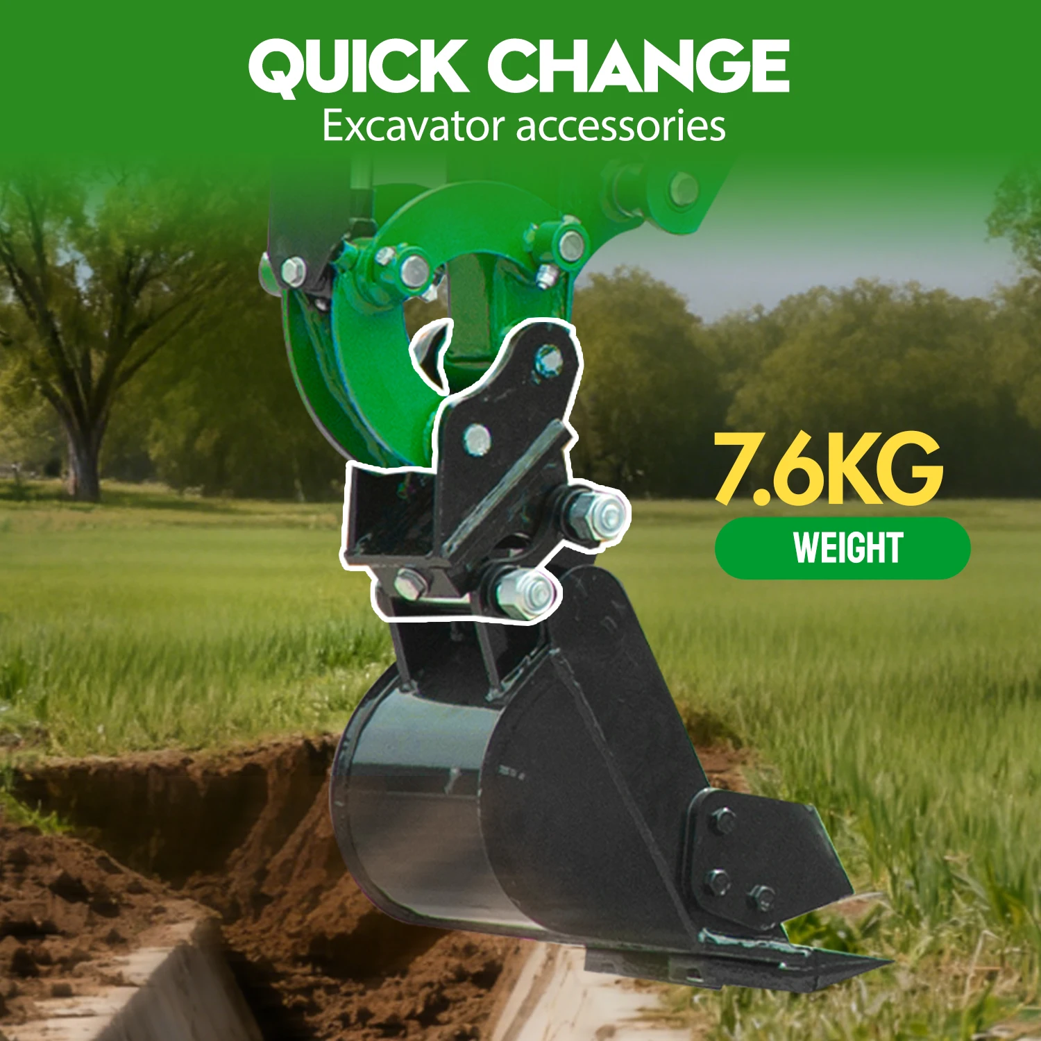 Acoplador de excavadora con conector de cambio rápido de alta resistencia para mini excavadora de 1-1,8 toneladas con conexión rápida para accesorios de enganche