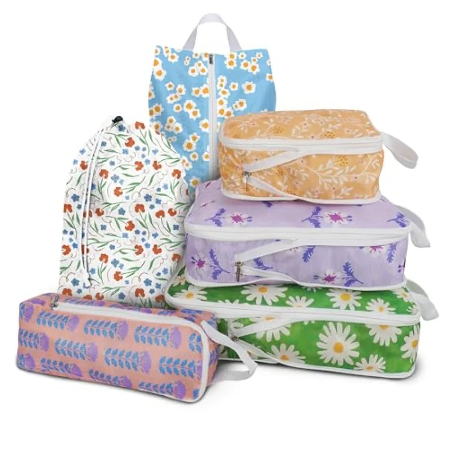 

Набор из 6 водонепроницаемых компрессионных упаковочных кубов для путешествий, легкие органайзеры для багажа в пастельных тонах, компактное решение для хранения