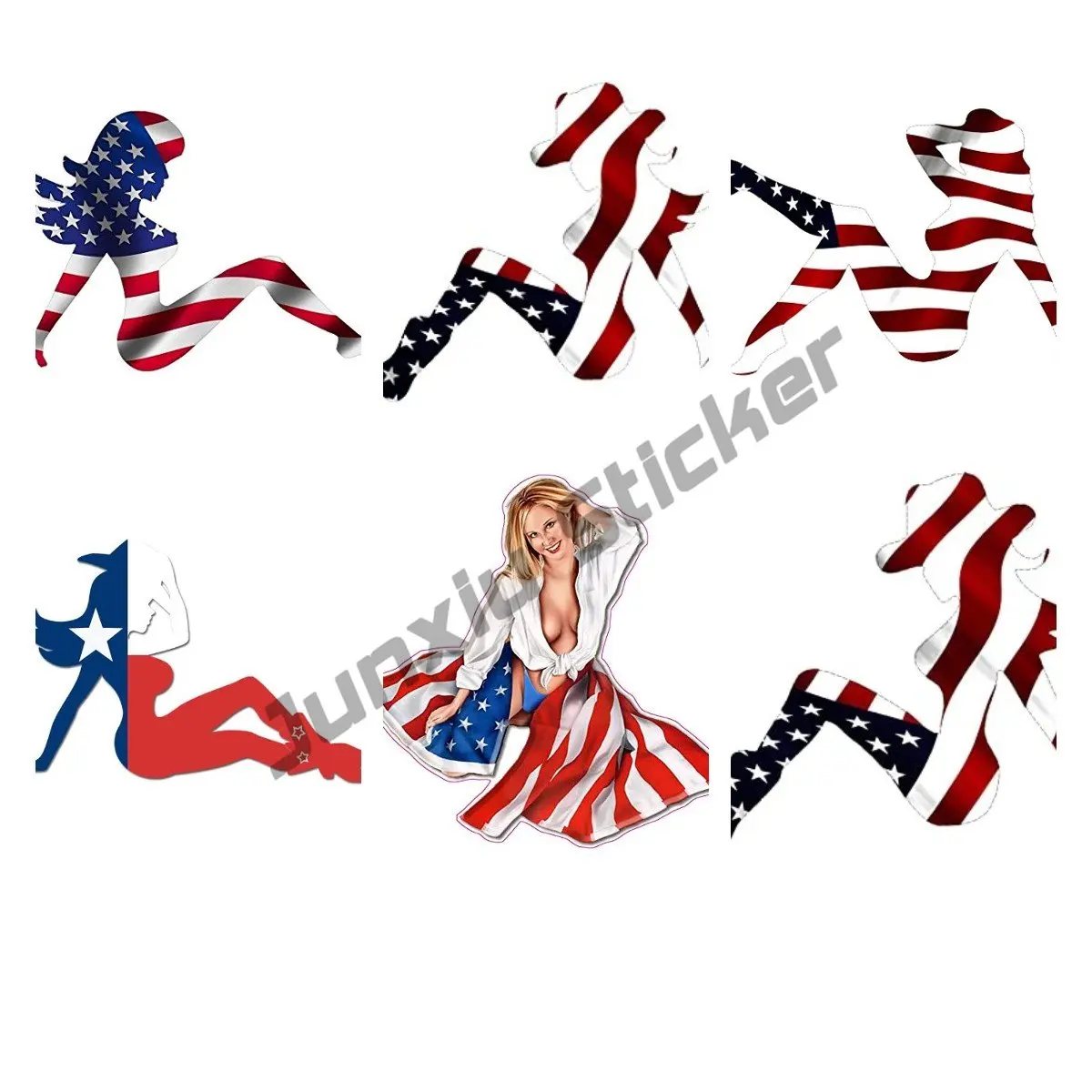 Girl  Flag American Sticker for Car Bumper Window Stickers Fashion Decal Scratch-Proof Waterproof Suitable Personality