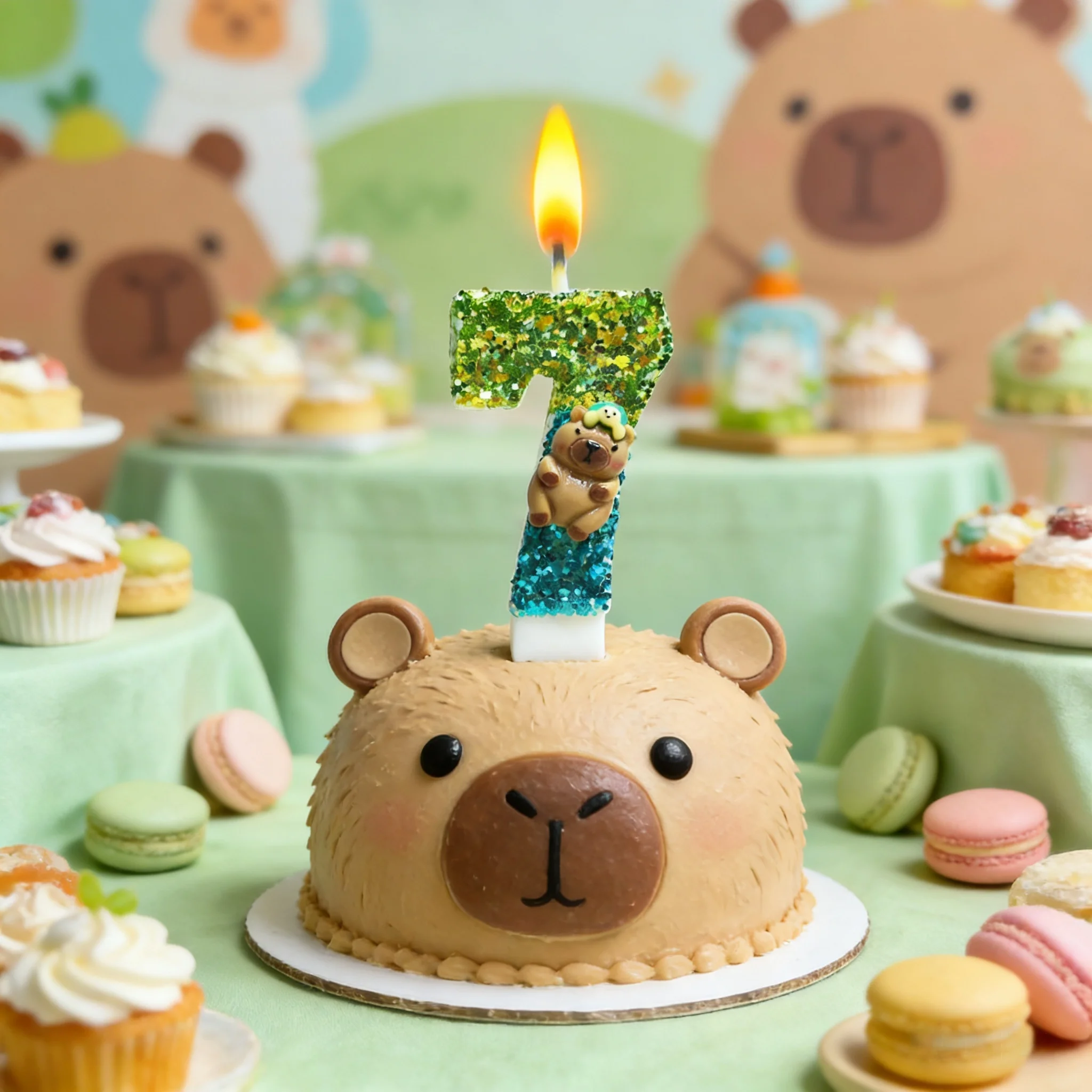 Niedliche Capybara-Kerze Nummer 0-9 Fußball-Kerze Kuchendekoration Capybara Geburtstagsparty für Kinder Babyparty Spielzeug Geschenke