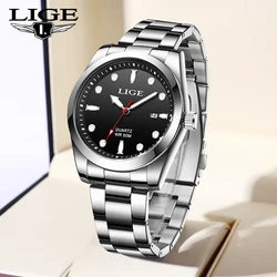 LIGE Top Brand Luxury Mens Watch Casual Fashion Quartz Wristwatches Sport 50M Waterproof Luminous Steel Watches Men Reloj Hombre