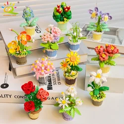 MOC Eternal Bouquet Micro Building Blocks Flower Model DIY Home Desk Plant Decoration Assemble Brick Toy For Children