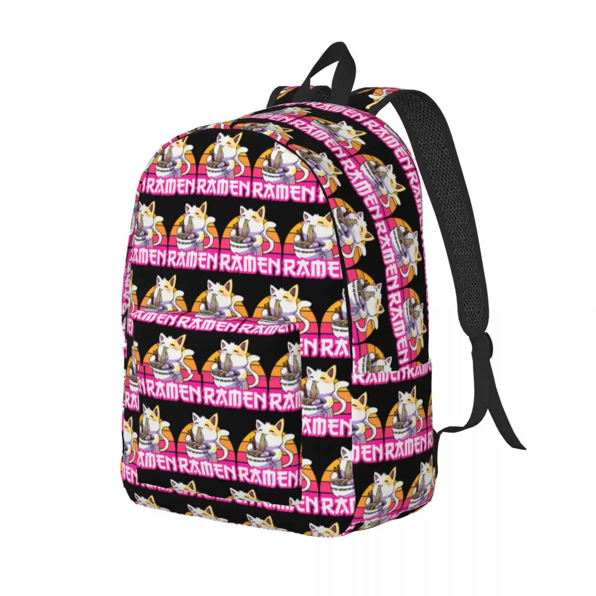 

Cat Eating Tasty Ramen Noodle Student Backpack School Bag Hiking Travel Daypack for Men Women Fashion Bookbag Shoulder Bags