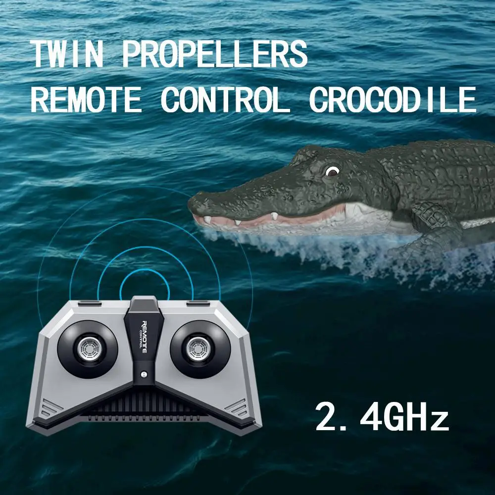 New Simulation 4CH Wireless RC Charging Electric Crocodile Model Speedboat Waterproof Tricky Children\'s Toy Gift