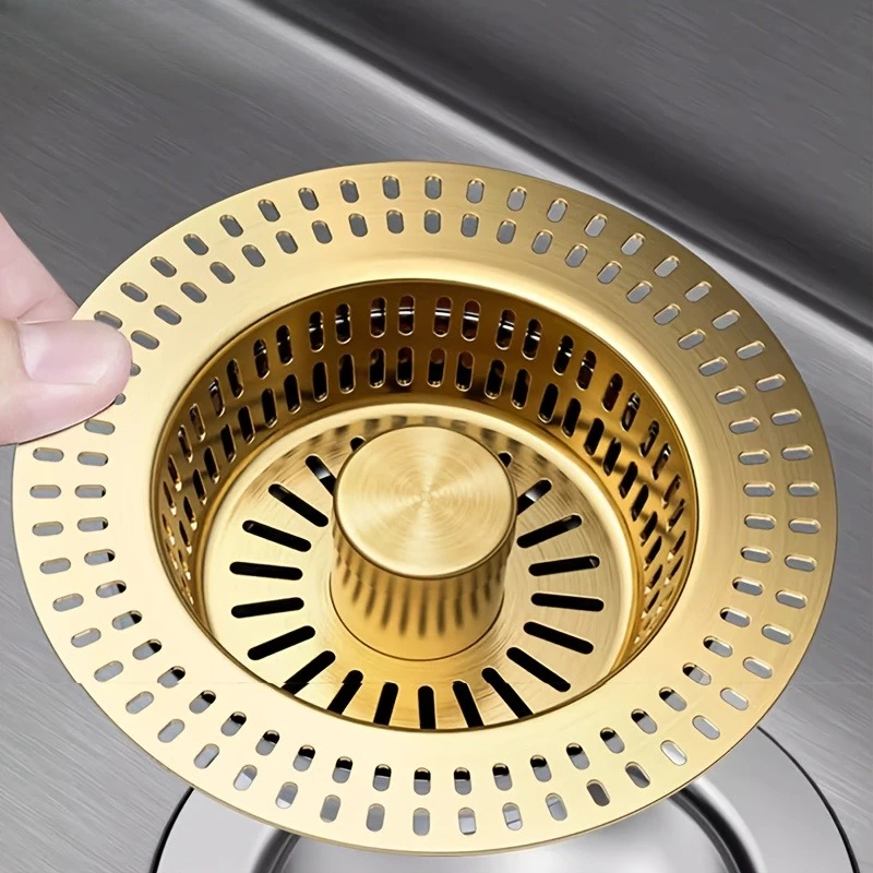 

Kitchen Sink Drain Strainer, SUS304 Stainless Steel, Anti Clogging, Fits 3-1/2 Inch Drains, Easy to Clean, No Leaks, for Kitchen