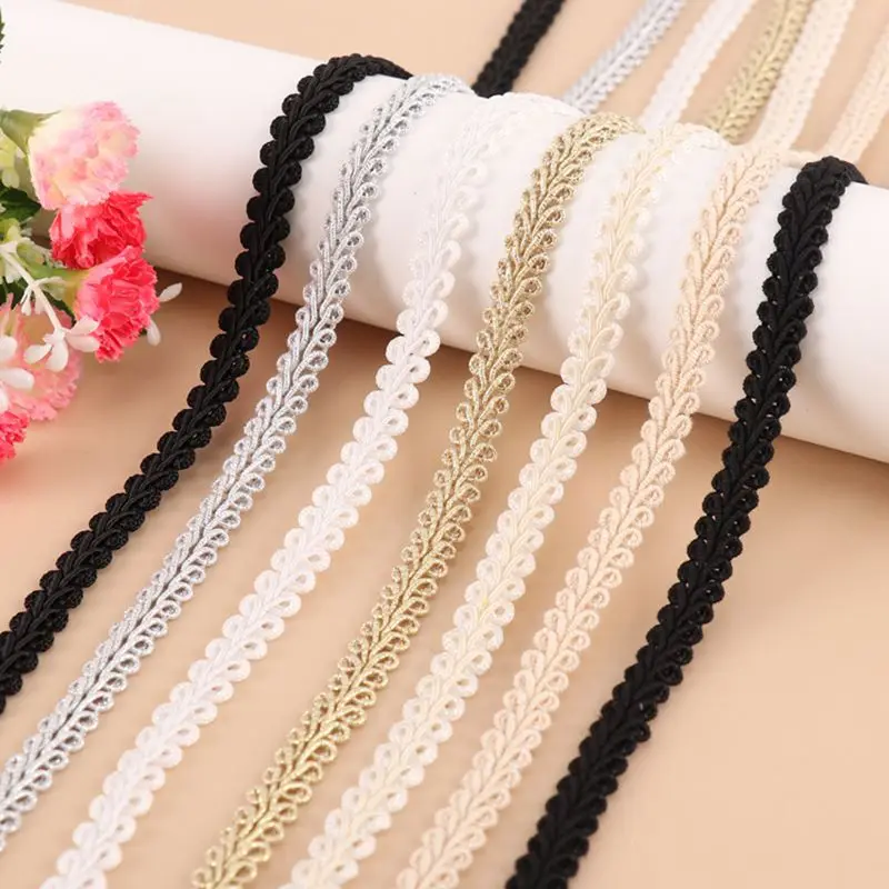 

Новая кружевная тесьма 5 метров/196,85 дюймов в новом стиле, аксессуары для одежды, для пижам и штор, светло-золотистая и серебристая, из легкой хлопковой нити, 1 см, тесьма «Сороконожка»