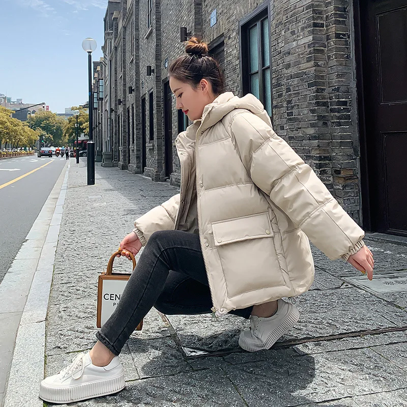 Winter Cotton-padded Jacket Loose Thin Warm Long-sleeved Bread Dress Women's Short Down Jacket Women  Coat