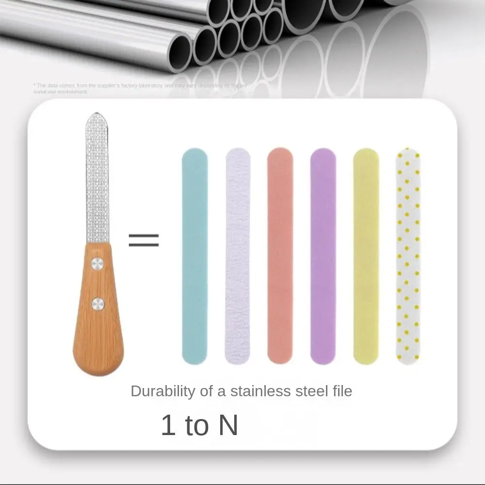 Cusp Head Nail File with Case Wood Handle Round Head Nail Polishing Strip Smoothing Durable Polishing Stick Nail Salon