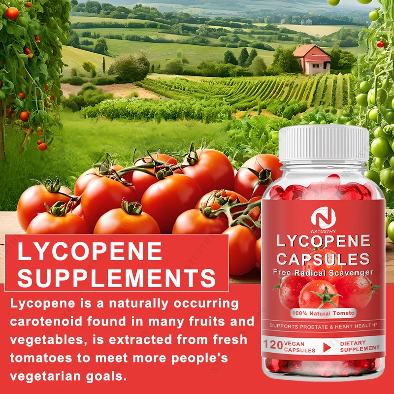 100% Natural Tomato Extract Pure Lycopene 60mg - For Prostate, Heart Health, Antioxidant Activity, Immune System, Skin Health