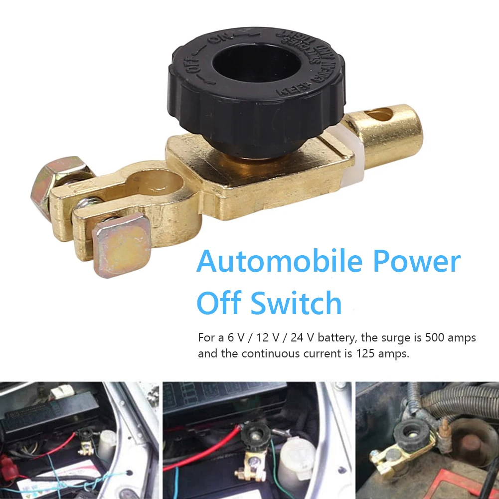 Universal Car Battery Switch Quick Cut-off Disconnect Isolator Switch for 6V/12V/24V Car Battery Terminal Link Power-off Switch