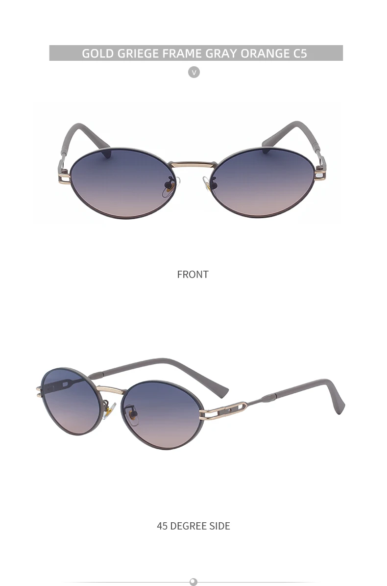 Kleine ovale Steampunk-Sonnenbrille aus Metall für Damen 2026 – Luxusmarke, Vintage Punk Sonnenbrillen für Damen, modische UV400-Schutzbrillen – Detail 18