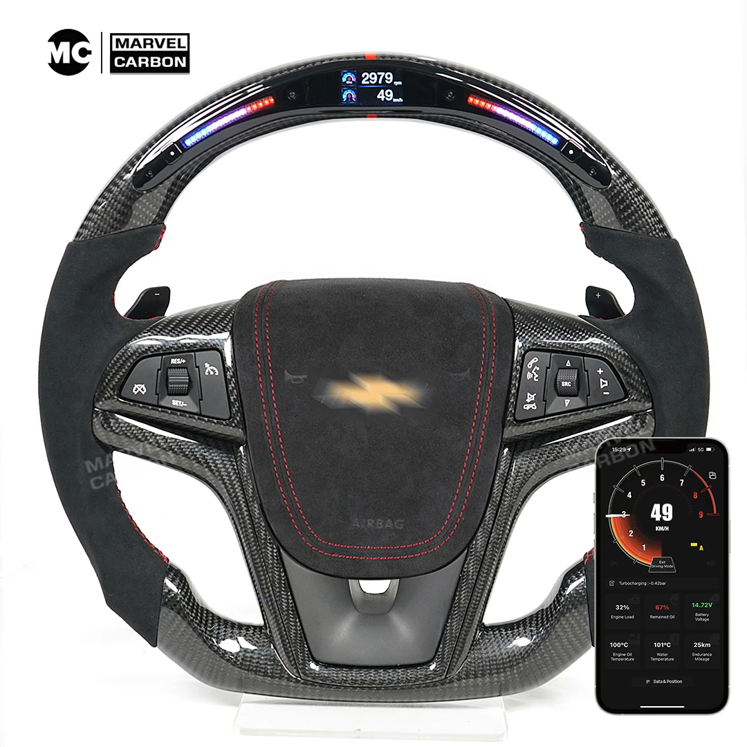 LED Performance Steering Wheel Display Compatible Chevrolet Camaro+ 100% Real Carbon Fiber