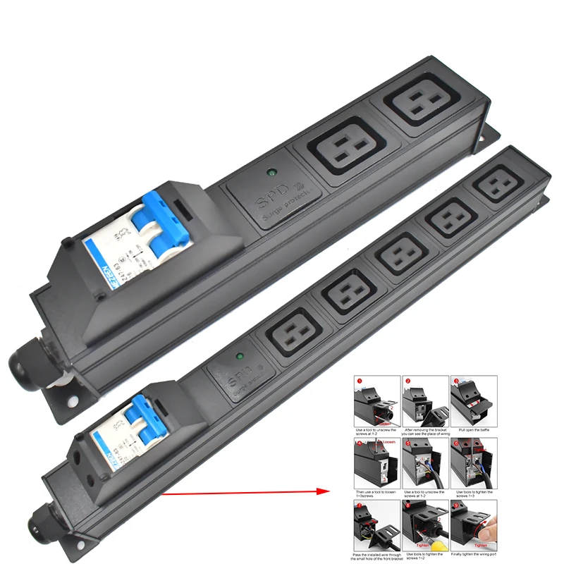 

wireless Surge protection PDU Power strip 2-8 Units C19 Outlet Socket 16A/32A 4000/8000W Air Switch aluminium alloy