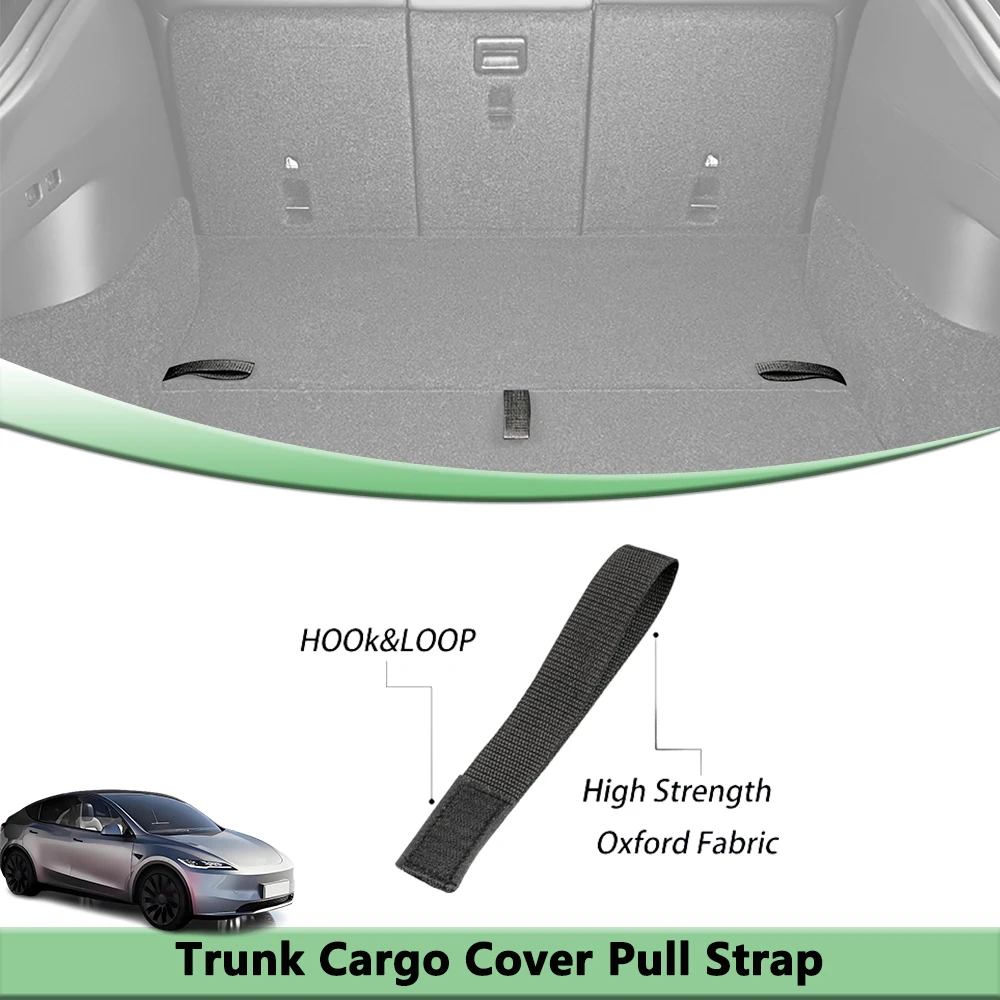 Trunk Cargo Cover Pull Strap for Tesla Model Y 2020-2026 Rear Trunk Hatch Lid Handle Rope DrawString Stowing Tidying Accessories