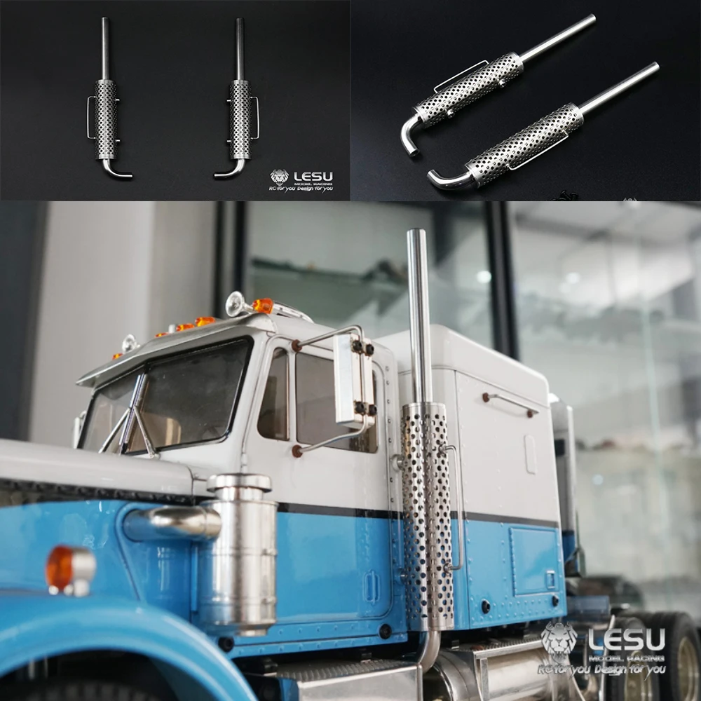 Tuyaux en acier inoxydable pour camion RC, échelle 1/14, à la mode, pour tracteur LESU Tamiya King Hauler, accessoires de bricolage