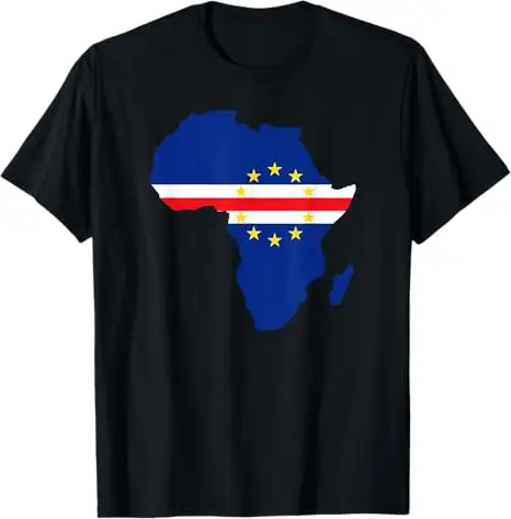 Kap Verde Kapverdianische Flagge Cabo Verde Souvenir T-Shirt, Y2k Flagge von Cabo-Verde - Klassisches Grafik-Trip-Shirt Afrika-Karten-T-Shirts – Detail 7