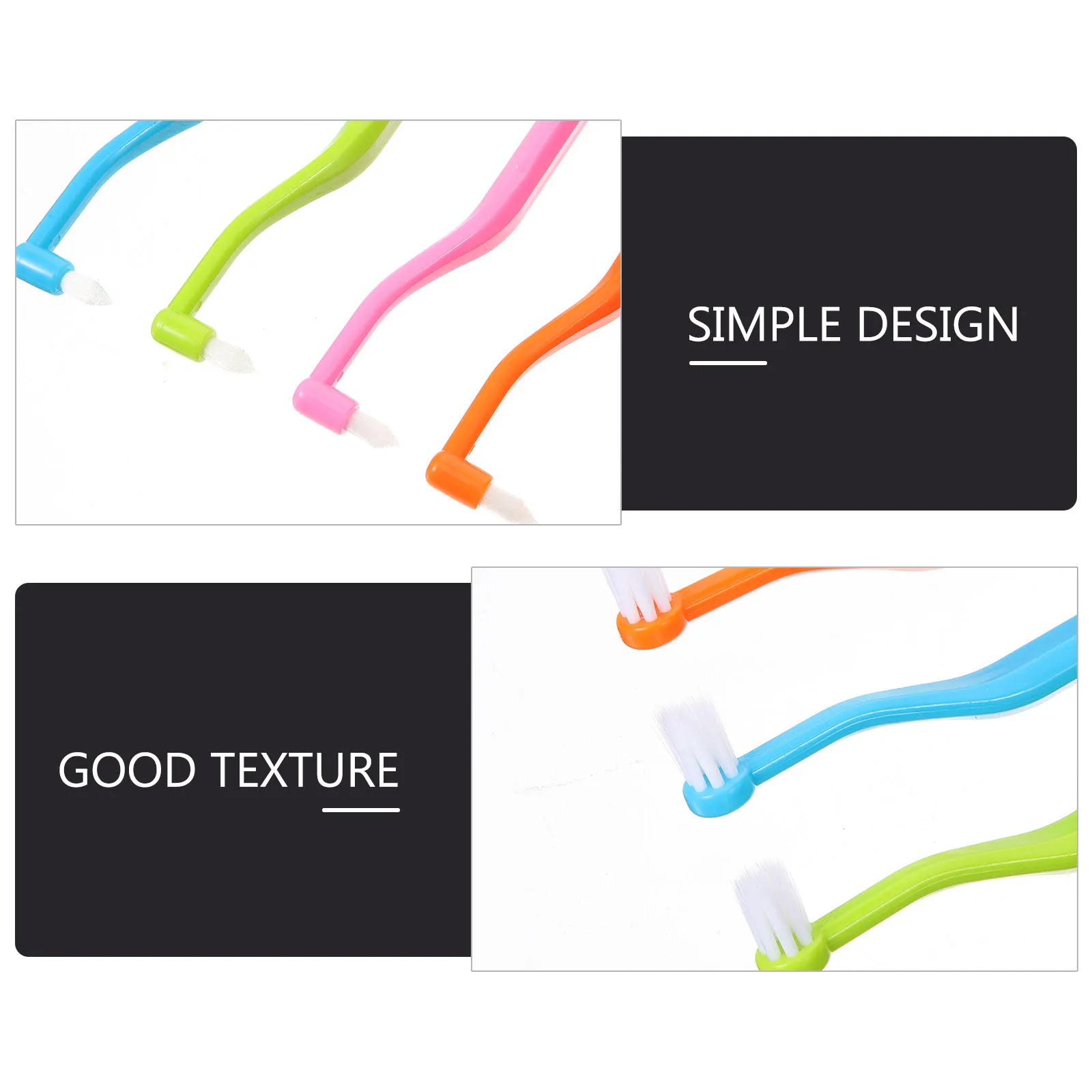 

4 Pcs Dual Headed Toothbrush Ergonomic Manual Interspace Household Tapered Green Orange Pink Cleaning Braces