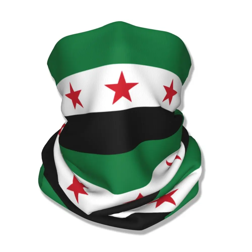 Syria Flag Syrian Arab Republic Bandana Neck Gaiter Printed Face Scarf Warm Cycling Scarf Hiking Unisex Adult Washable