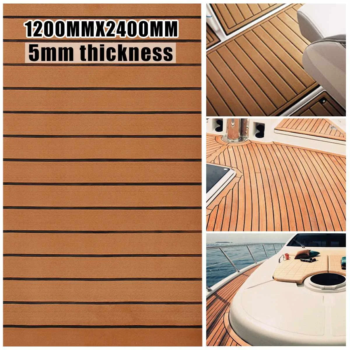 2400x1200x5mm Self-Adhesive EVA Foam Boat Yacht RV Caravan Marine Flooring Faux Teak Boat Decking Sheet Floor Decor Mat