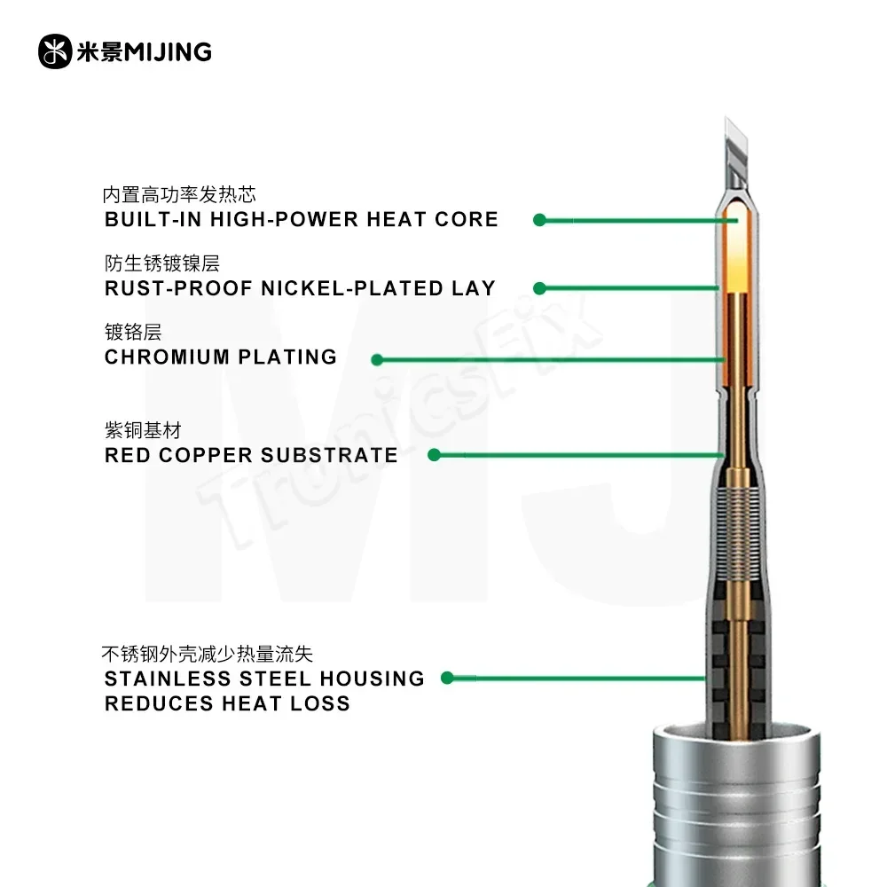 Mijing C210 Series Integrated Soldering Iron Tips and Heating Core Efficient Heat Conduction Temperature Recovery Hand Tools Set