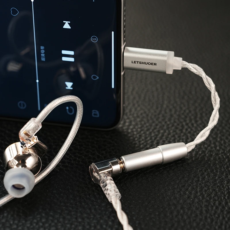 LETSHUOER DT01 PRO ประเภท C ถึงแจ็ค 3.5 มม.อะแดปเตอร์หูฟัง DAC 384 kHz/32bit หูฟังแบบพกพาเครื่องขยายเสียงสําหรับโทรศัพท์/เครื่องเล่น