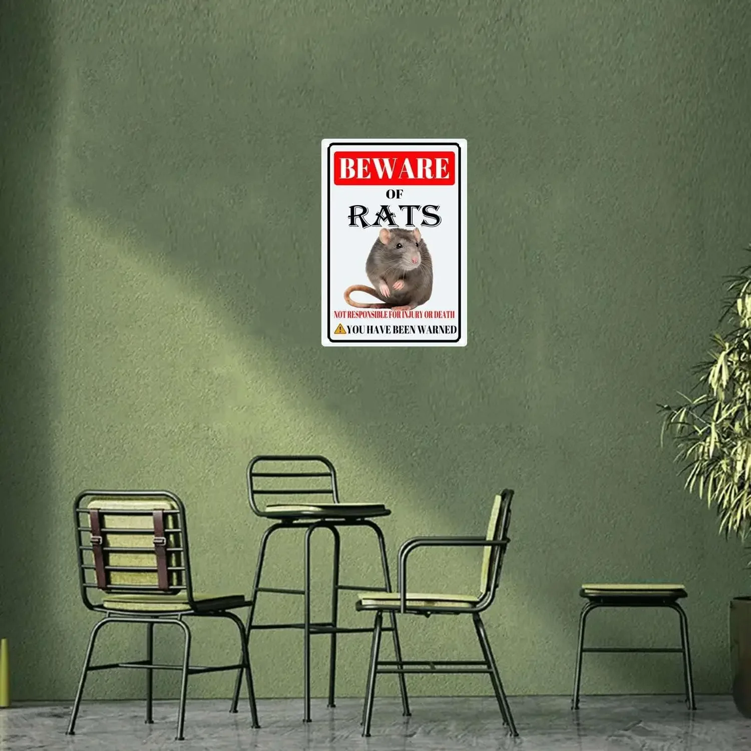 Rats Tin Sign Beware of Rats Metal Sign Funny Home Wall Decor Outdoor Warning Decorations Signs-8x12inch-Tin Sign