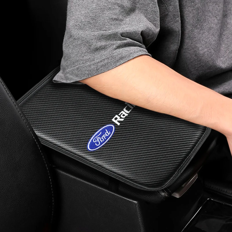 Car Accessories Fiber Armrest Mat Arm Rest Protection Cushion For Ford Fiesta Focus 2 mk3 Mondeo mk4 Mustang Ranger Kuga etc