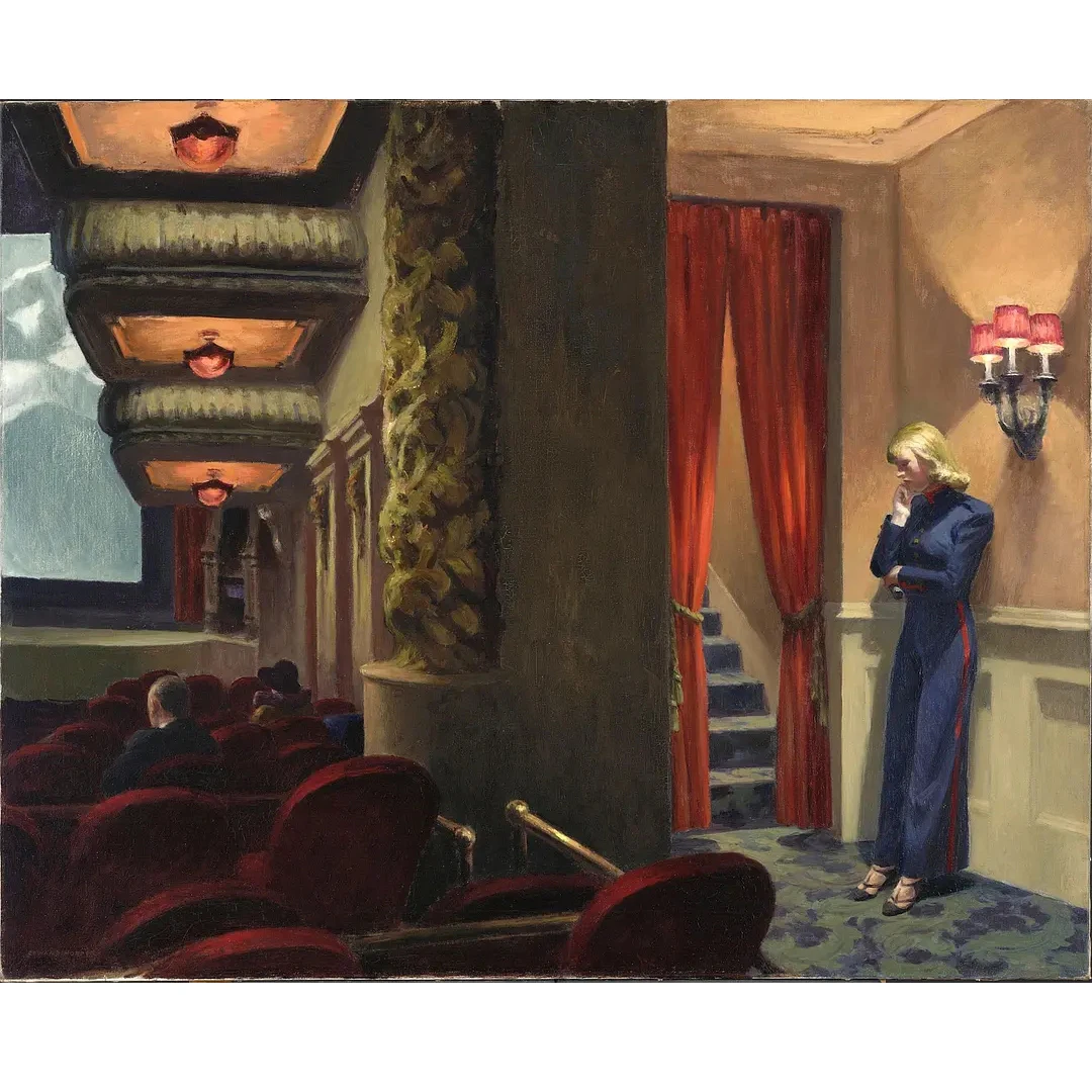 Hand painted high quality reproduction of New York Movie by Edward Hopper  Art paintings on canvas Modern home decor picture