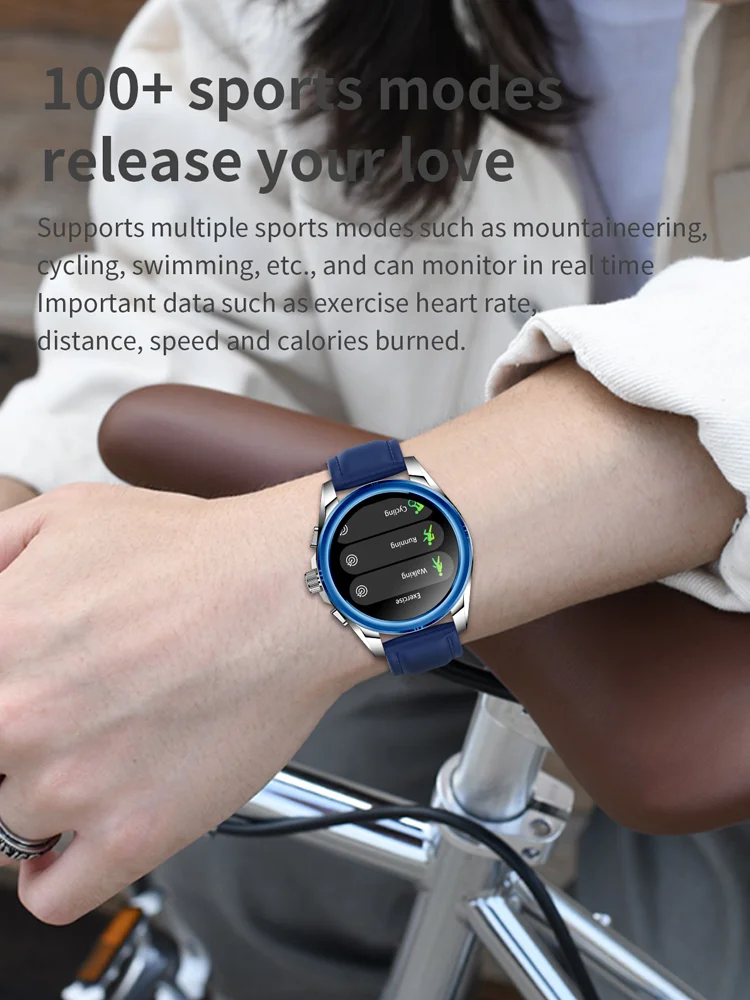 Time Owner New1.43 "reloj inteligente para hombres llamada inalámbrica/marca 100 + modo multideporte Fitness ritmo cardíaco monitoreo de salud Smartwatch