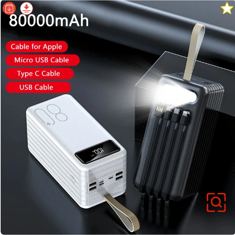 

30000mAh Power Bank Portable Charging Powerbank Mobile Phone External Battery Charger Powerbank 30000 for Xiaomi Mi iPhone 14 13