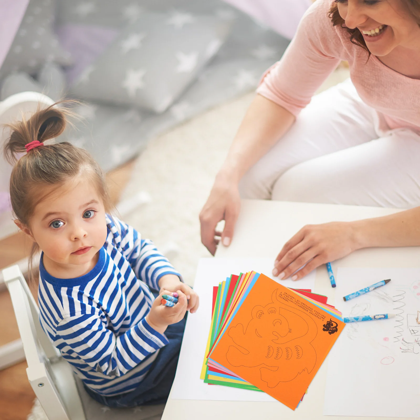 

1Set Chinese New Year Paper Cut Kit Kids DIY Craft Activity Set with Traditional Zodiac Designs for Holiday Decor and Family Fun