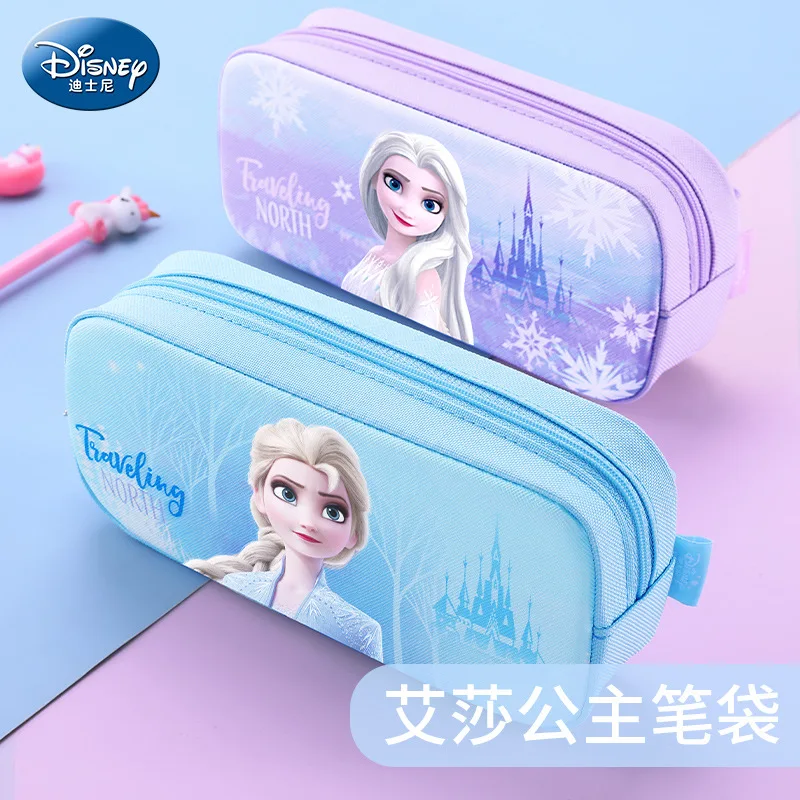 New Disney Girls Pen Bag grande capacità Princess Double Layer Frozen Stationery Box Cute School Supplies Storage Bag Kawaii Bag