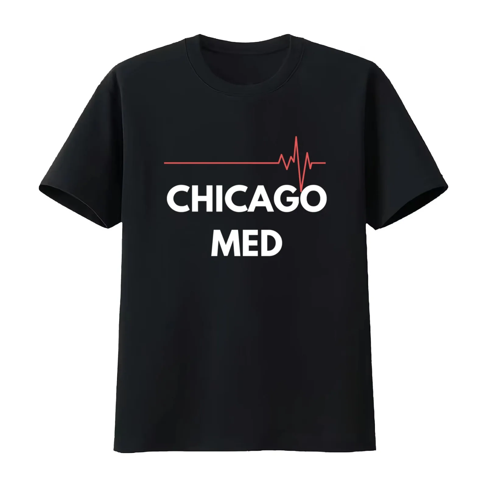 Chicago Med Center Heart beat T-Shirt Summer Casual Cotton Tee Oversized Streetwear Tops Vintage Graphic Print 100% Cotton