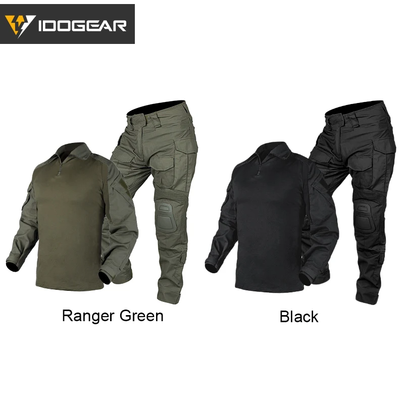 IDOGEAR-uniforme de camuflaje BDU para hombre, ropa táctica G3, ropa deportiva, algodón negro, poliéster, 3001