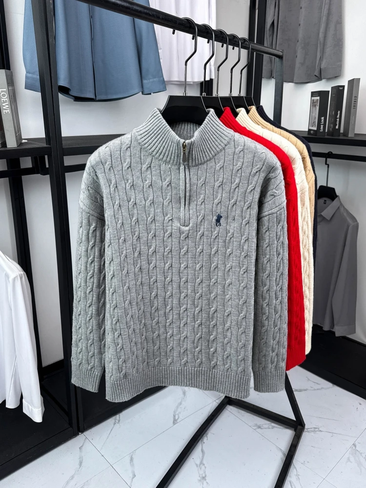 Hochwertige Markenmode 2026 Retro Stehkragen Reißverschluss Bestickter Pullover Personalisierter Exquisiter Jacquard Herbst-Winter-Strickwaren – Detail 10